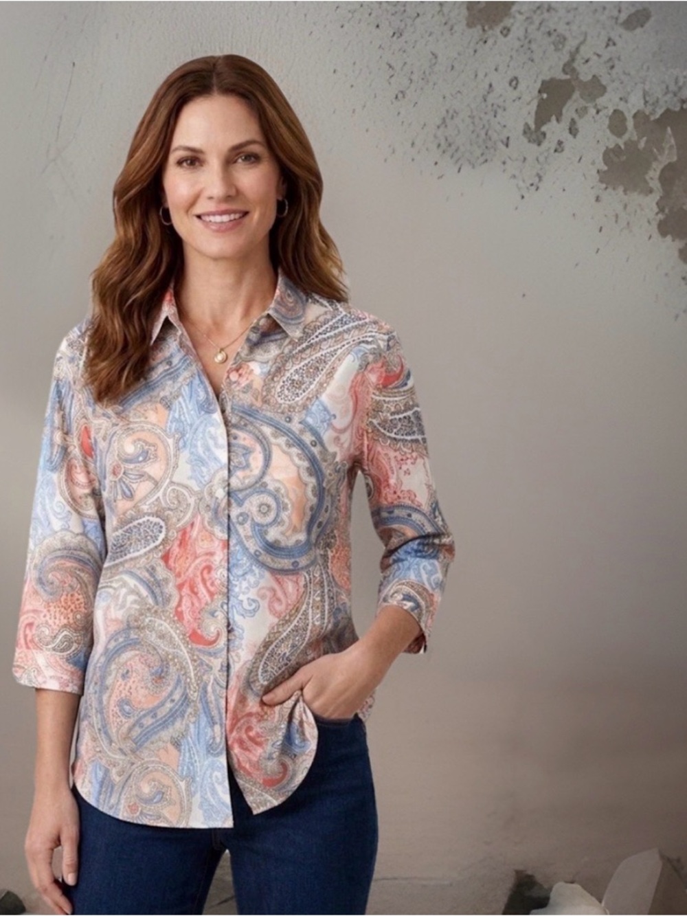 Chico’s No Iron Multicolor Paisley Blouse – Size 0 (XS / Women’s 4) – 3/4 sleeve